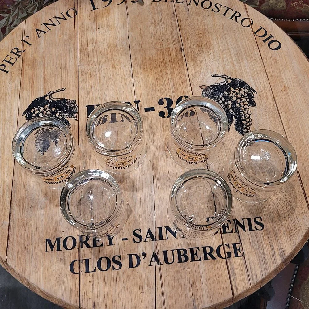 Set of 6 Vintage JACK DANIELS Whiskey Bar Glasses